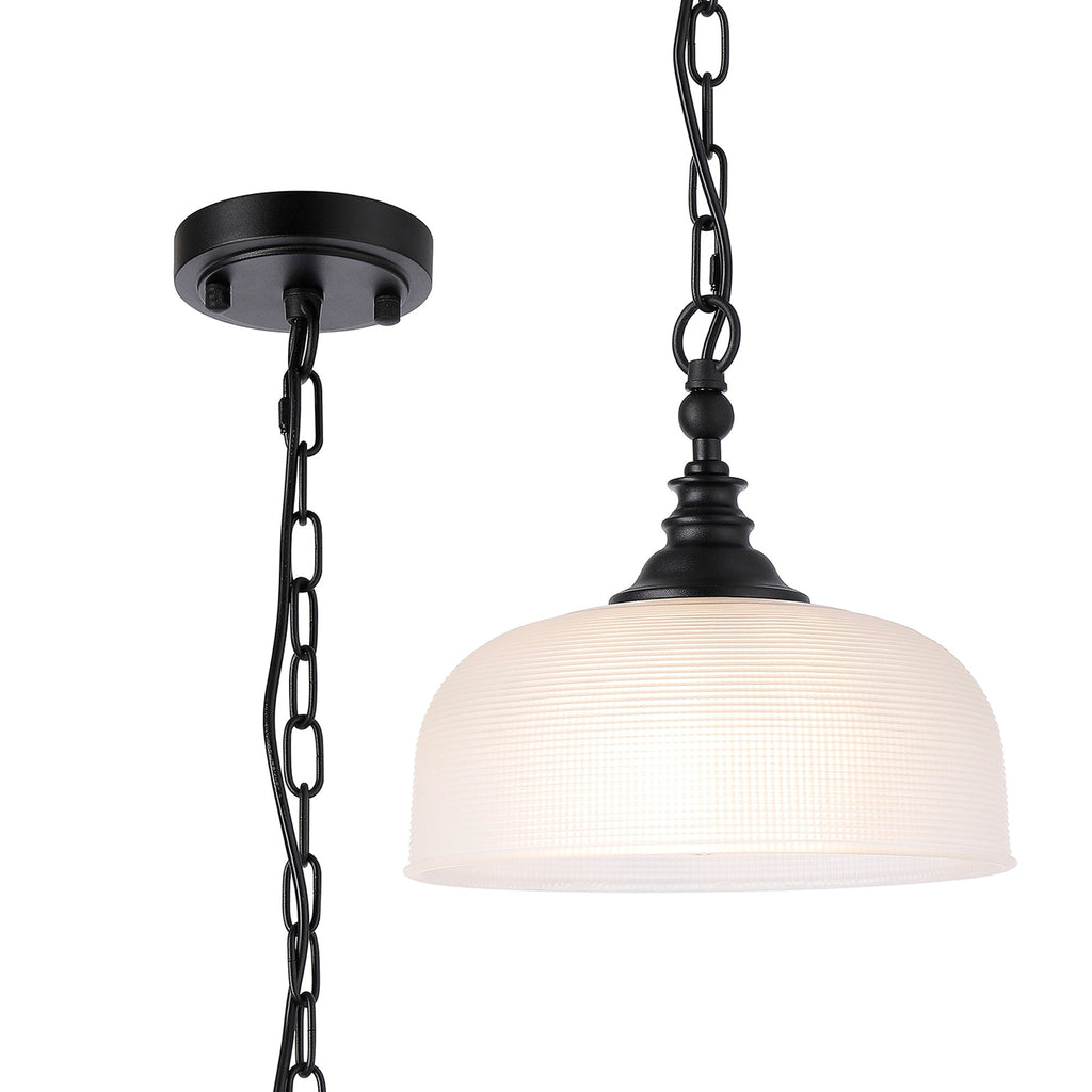 Luminosity Designs - Matt Black Sledmere 27cm Flush/Single Pendant, 1 Light Adjustable to Semi Flush, E27 - Luminosity Designs Ltd