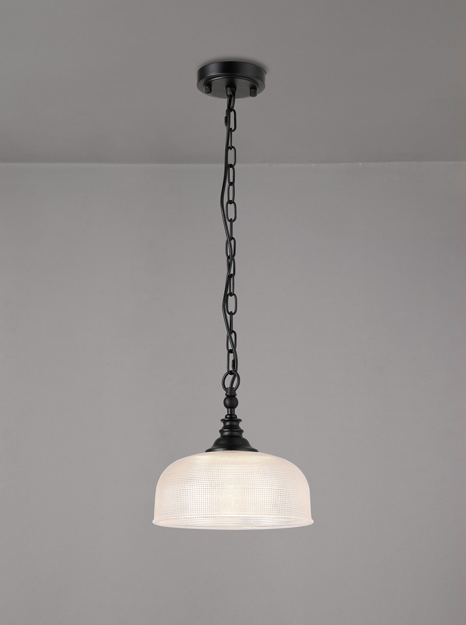 Luminosity Designs - Matt Black Sledmere 27cm Flush/Single Pendant, 1 Light Adjustable to Semi Flush, E27 - Luminosity Designs Ltd
