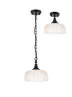 Luminosity Designs - Matt Black Sledmere 27cm Flush/Single Pendant, 1 Light Adjustable to Semi Flush, E27 - Luminosity Designs Ltd