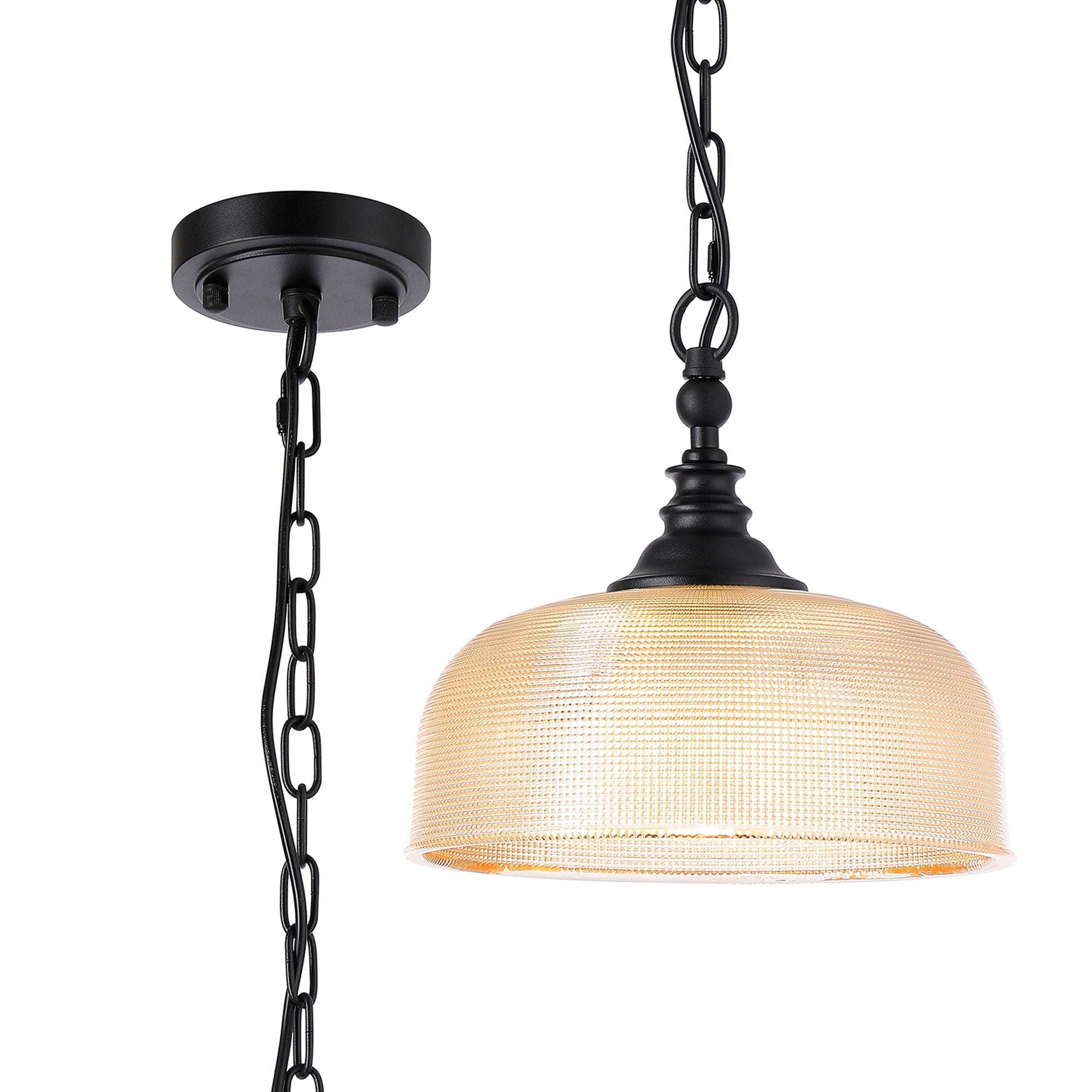 Luminosity Designs - Matt Black Sledmere 27cm Flush/Single Pendant, 1 Light Adjustable to Semi Flush, E27 - Luminosity Designs Ltd