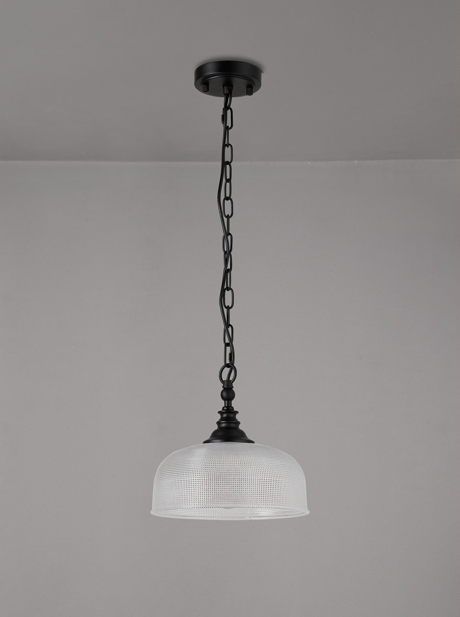 Luminosity Designs - Matt Black Sledmere 27cm Flush/Single Pendant, 1 Light Adjustable to Semi Flush, E27 - Luminosity Designs Ltd