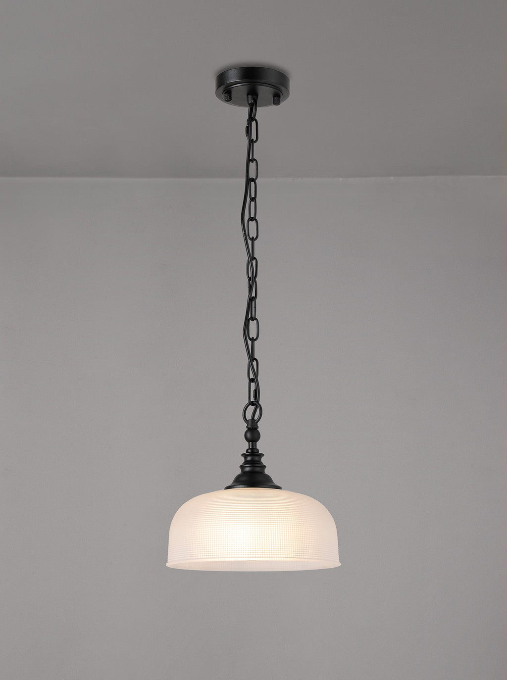 Luminosity Designs - Matt Black Sledmere 27cm Flush/Single Pendant, 1 Light Adjustable to Semi Flush, E27 - Luminosity Designs Ltd