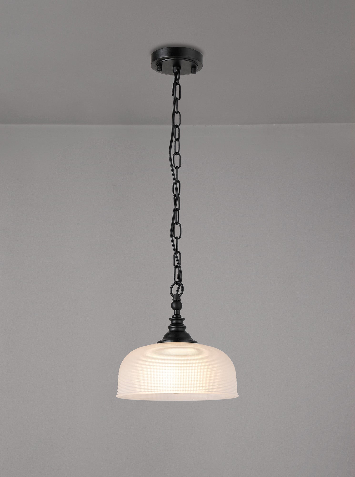 Luminosity Designs - Matt Black Sledmere 27cm Flush/Single Pendant, 1 Light Adjustable to Semi Flush, E27 - Luminosity Designs Ltd