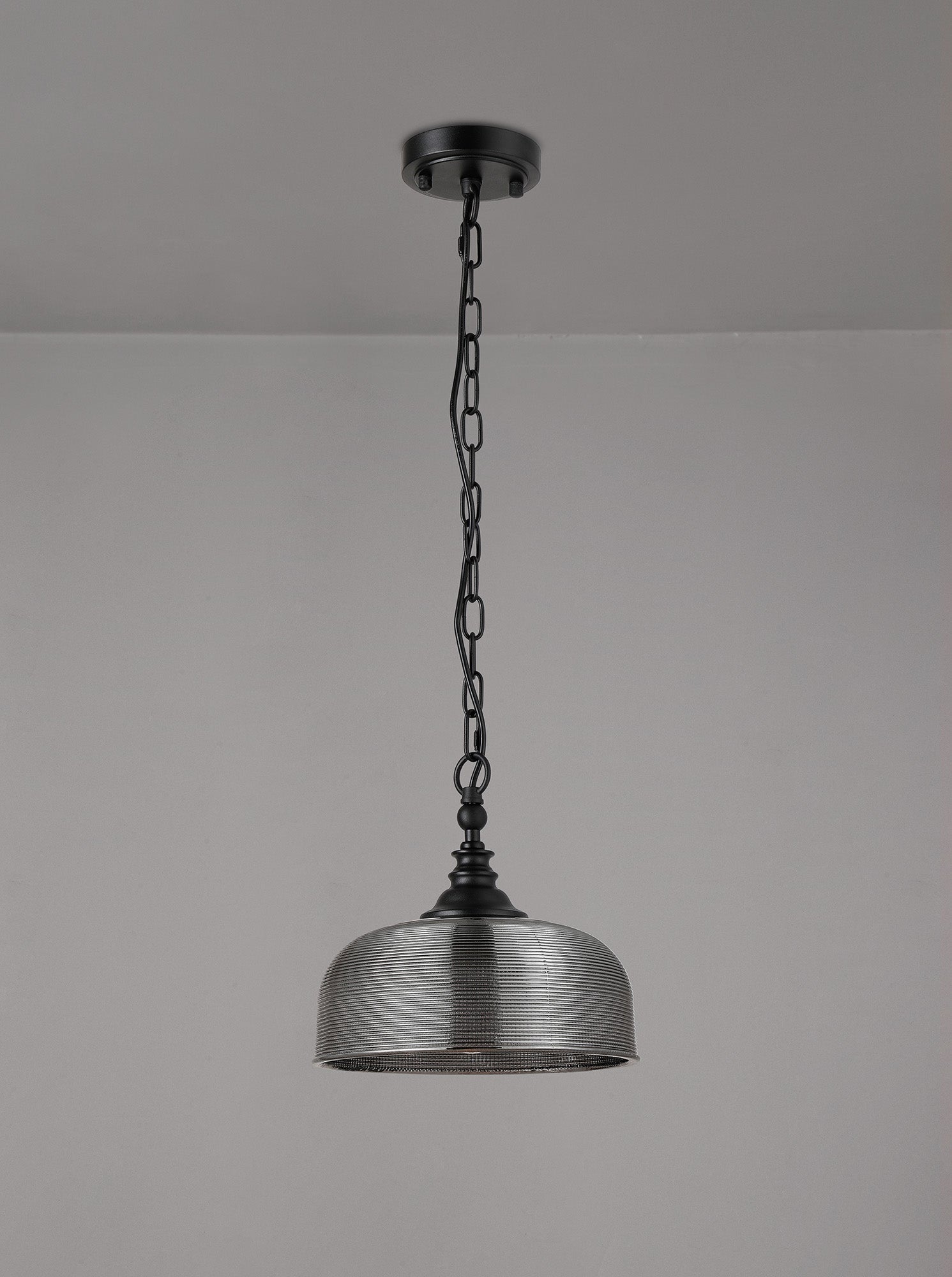 Luminosity Designs - Matt Black Sledmere 27cm Flush/Single Pendant, 1 Light Adjustable to Semi Flush, E27 - Luminosity Designs Ltd