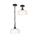 Luminosity Designs - Matt Black Sledmere 27cm Flush/Single Pendant, 1 Light Adjustable to Semi Flush, E27 - Luminosity Designs Ltd