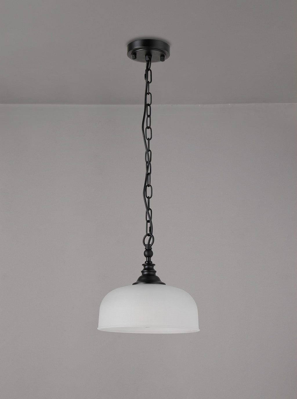 Luminosity Designs - Matt Black Sledmere 27cm Flush/Single Pendant, 1 Light Adjustable to Semi Flush, E27 - Luminosity Designs Ltd