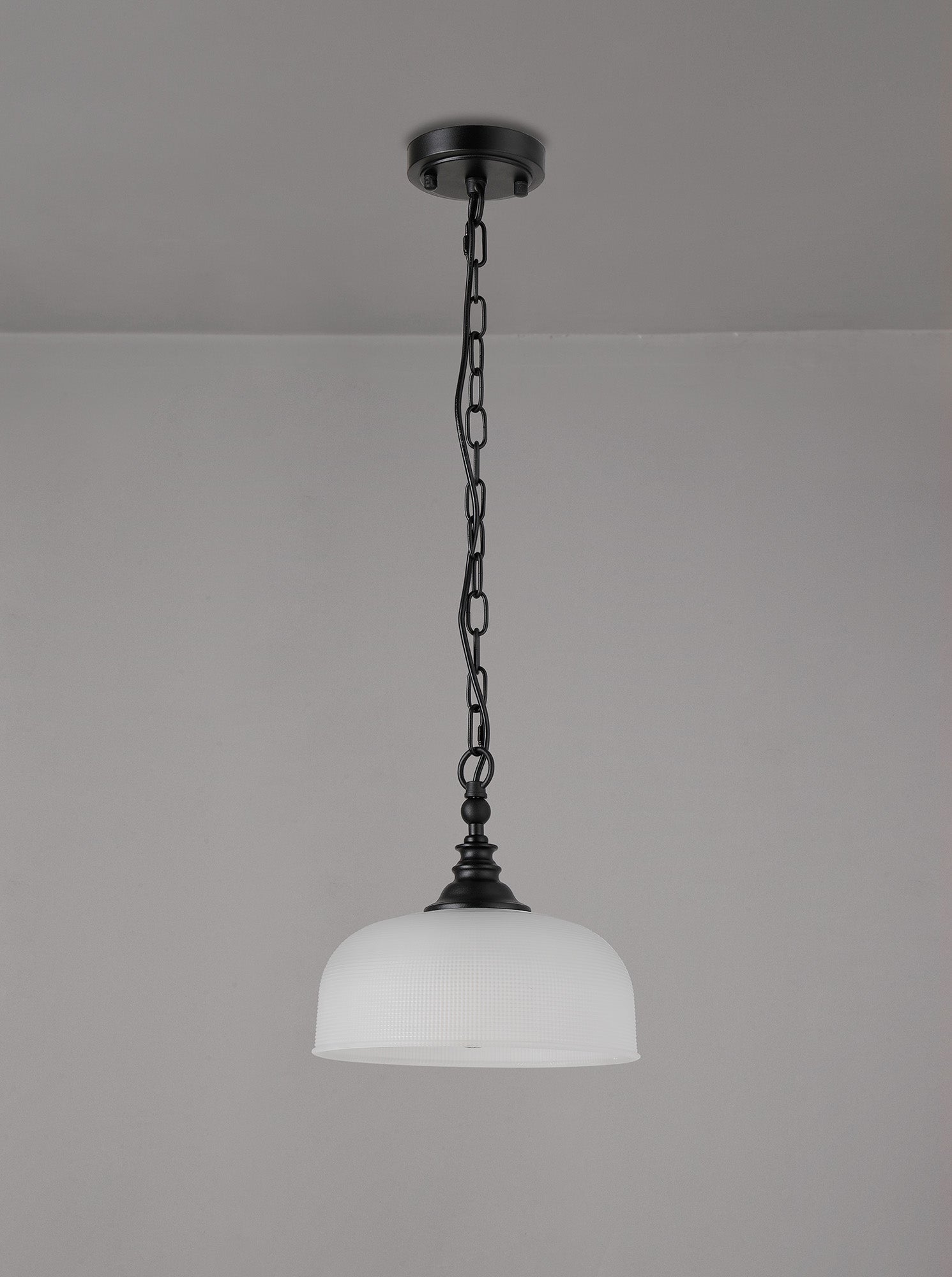 Luminosity Designs - Matt Black Sledmere 27cm Flush/Single Pendant, 1 Light Adjustable to Semi Flush, E27 - Luminosity Designs Ltd