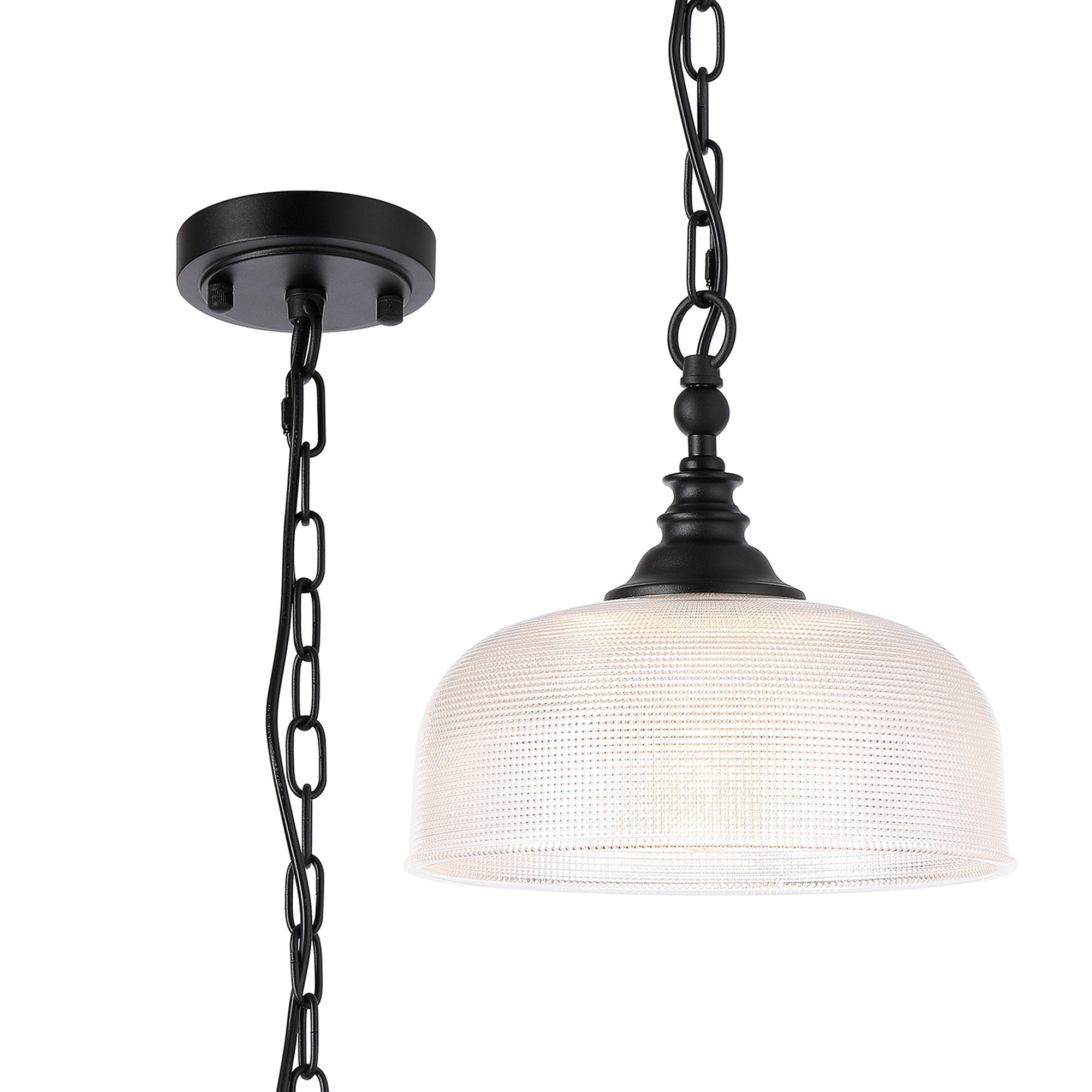 Luminosity Designs - Matt Black Sledmere 27cm Flush/Single Pendant, 1 Light Adjustable to Semi Flush, E27 - Luminosity Designs Ltd
