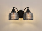 Luminosity Designs - Matt Black Sledmere Double Wall Light, Switched, 2 x E27, Glass Shade - Luminosity Designs Ltd