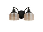 Luminosity Designs - Matt Black Sledmere Double Wall Light, Switched, 2 x E27, Glass Shade - Luminosity Designs Ltd