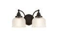 Luminosity Designs - Matt Black Sledmere Double Wall Light, Switched, 2 x E27, Glass Shade - Luminosity Designs Ltd