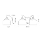 Luminosity Designs - Matt Black Sledmere Double Wall Light, Switched, 2 x E27, Glass Shade - Luminosity Designs Ltd