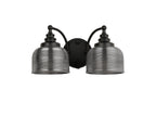 Luminosity Designs - Matt Black Sledmere Double Wall Light, Switched, 2 x E27, Glass Shade - Luminosity Designs Ltd