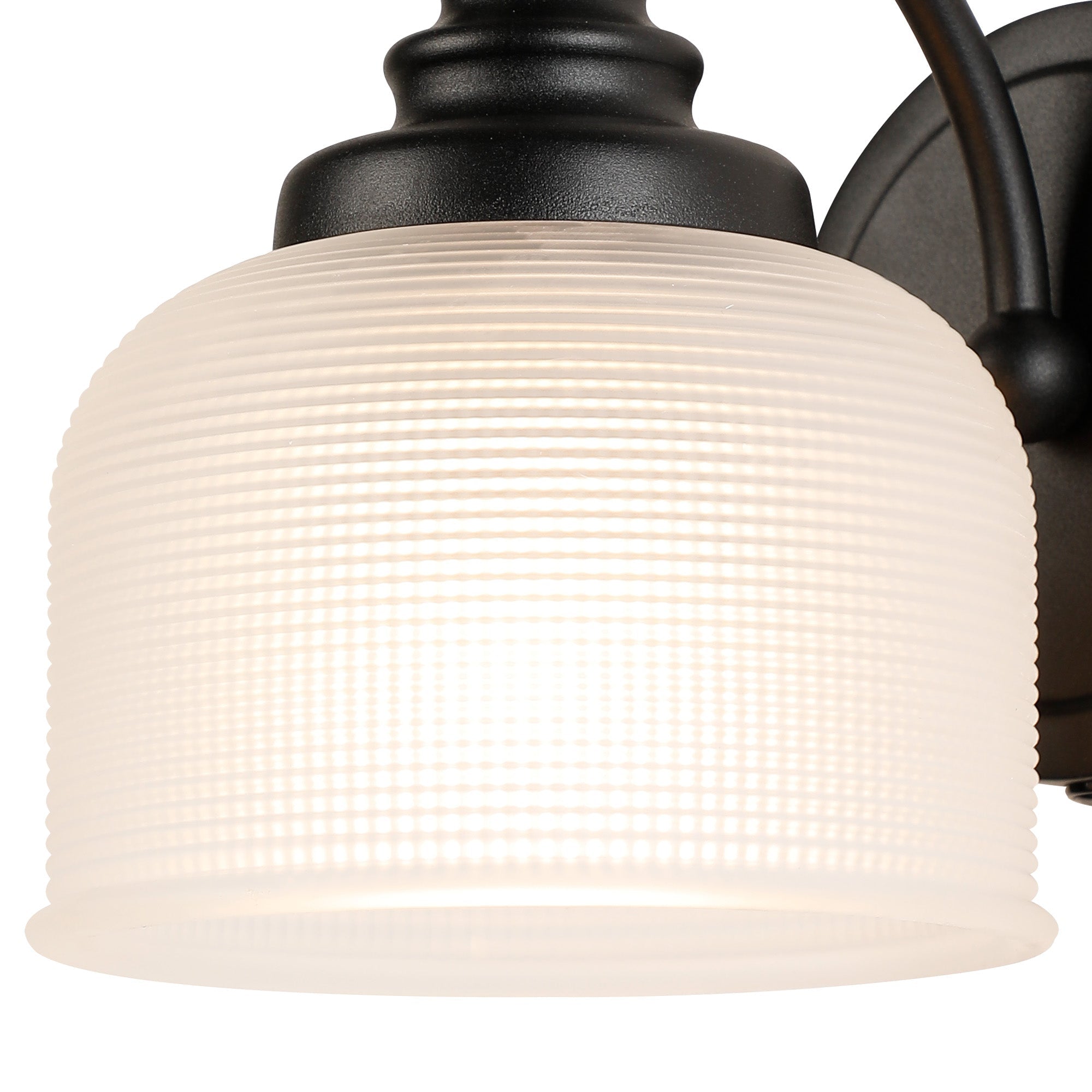 Luminosity Designs - Matt Black Sledmere Single Wall Light, Switched, 1 x E27, Glass Shade - Luminosity Designs Ltd
