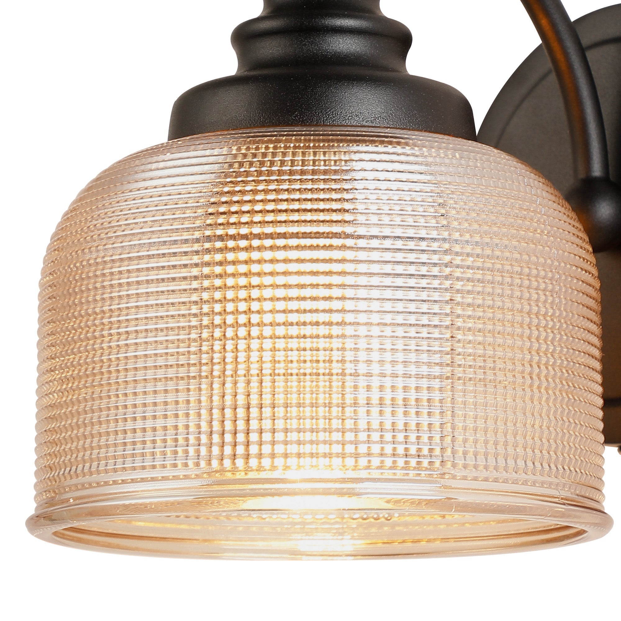 Luminosity Designs - Matt Black Sledmere Single Wall Light, Switched, 1 x E27, Glass Shade - Luminosity Designs Ltd