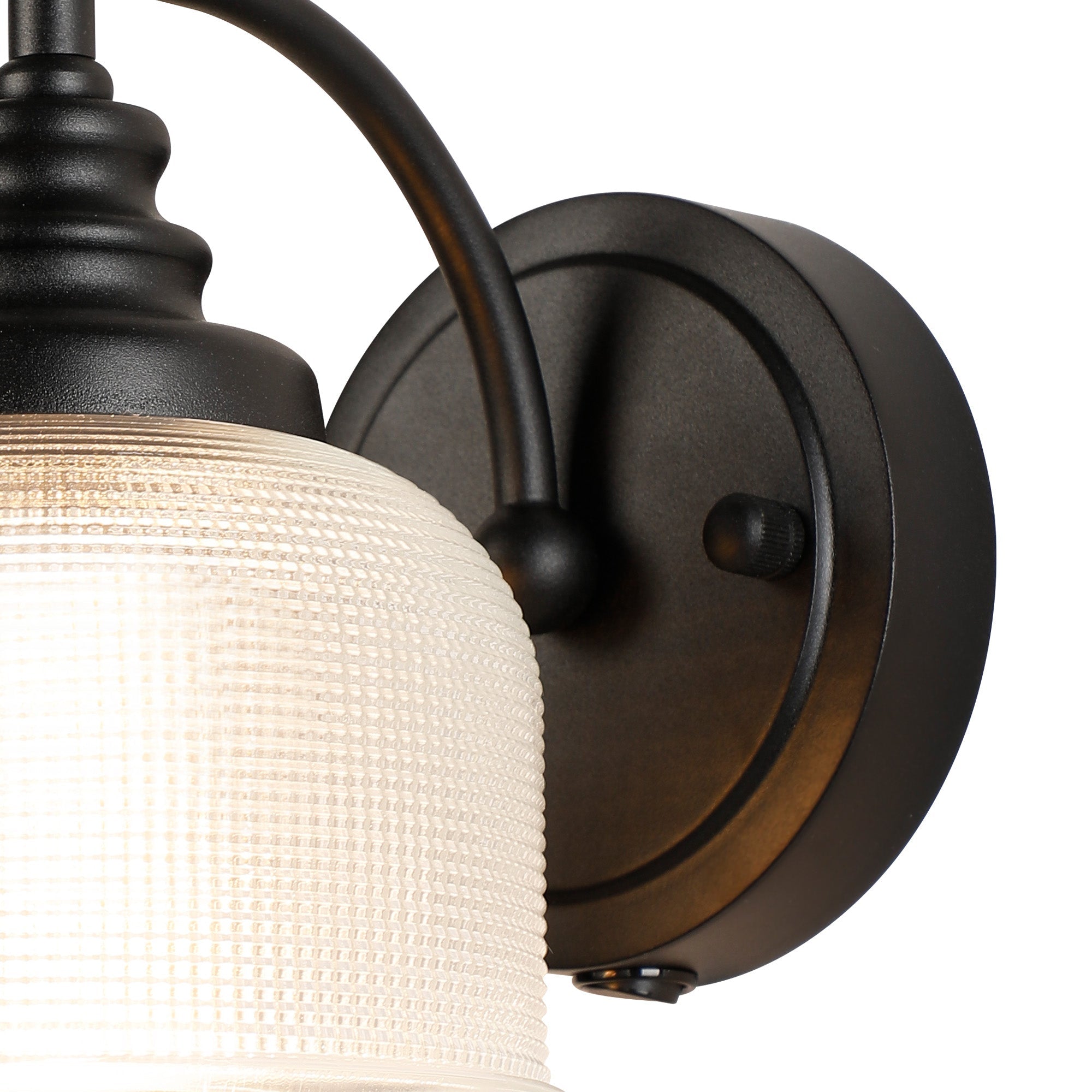 Luminosity Designs - Matt Black Sledmere Single Wall Light, Switched, 1 x E27, Glass Shade - Luminosity Designs Ltd