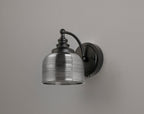 Luminosity Designs - Matt Black Sledmere Single Wall Light, Switched, 1 x E27, Glass Shade - Luminosity Designs Ltd