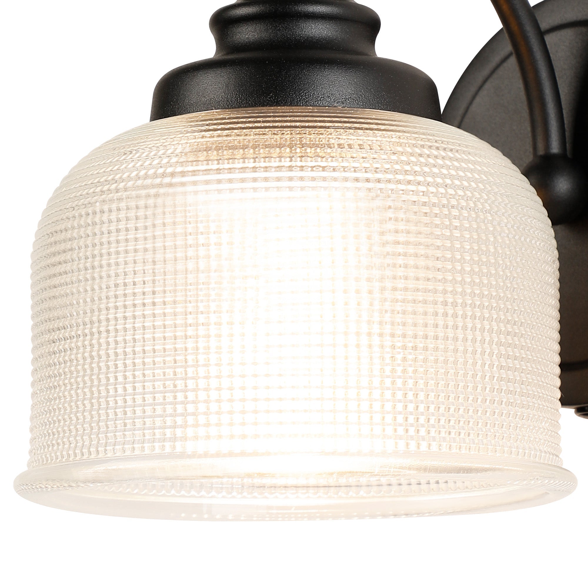 Luminosity Designs - Matt Black Sledmere Single Wall Light, Switched, 1 x E27, Glass Shade - Luminosity Designs Ltd