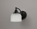Luminosity Designs - Matt Black Sledmere Single Wall Light, Switched, 1 x E27, Glass Shade - Luminosity Designs Ltd