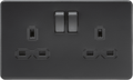 Knightsbridge - Matt Flat Plate 2g Screwless Switched Socket - Luminosity Designs Ltd
