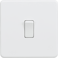 Knightsbridge - Matt White Flat Plate 10AX 1G 2 - way Light Switch - Luminosity Designs Ltd