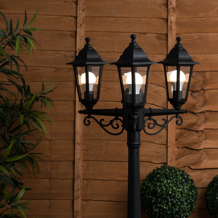 LSE - Mayfair Acrylic Budget Outdoor Large 3 Headed Lamp Post, 3 x E27 - Luminosity Designs Ltd