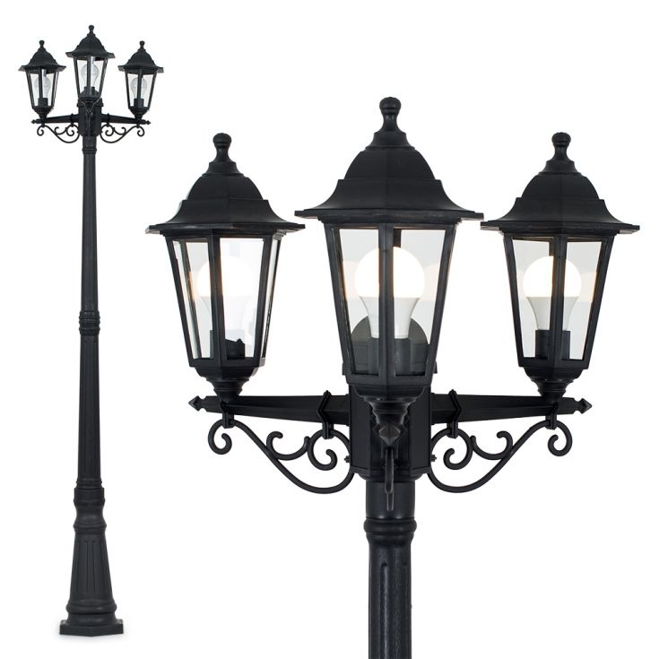 LSE - Mayfair Acrylic Budget Outdoor Large 3 Headed Lamp Post, 3 x E27 - Luminosity Designs Ltd