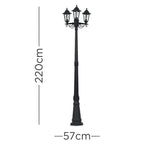 LSE - Mayfair Acrylic Budget Outdoor Large 3 Headed Lamp Post, 3 x E27 - Luminosity Designs Ltd