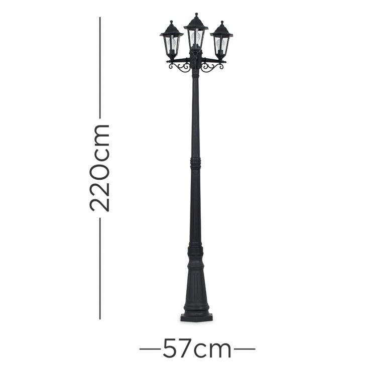 LSE - Mayfair Acrylic Budget Outdoor Large 3 Headed Lamp Post, 3 x E27 - Luminosity Designs Ltd