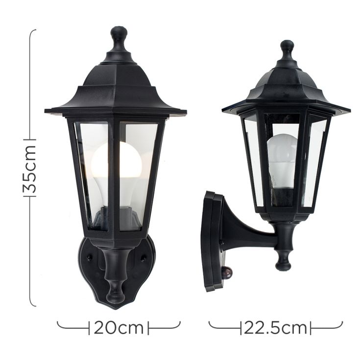 LSE - Mayfair Acrylic Budget Outdoor Wall Lantern, with PIR Motion Sensor, 1 x E27 - Luminosity Designs Ltd