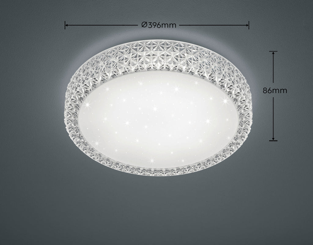 Deco - Medium Pegasus Flush Sparkle Ceiling light - Switch Dimmable 2500lm - Luminosity Designs Ltd