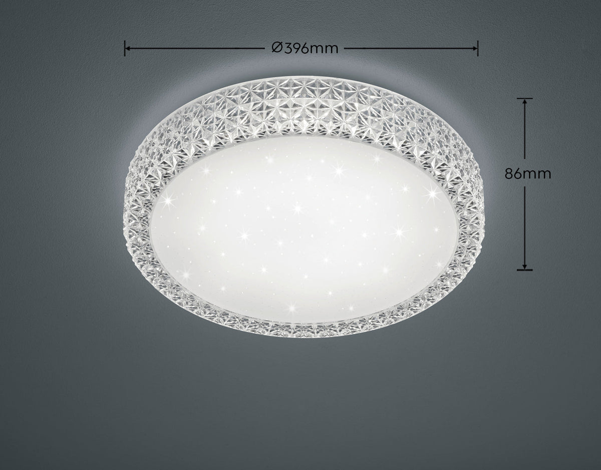 Deco - Medium Pegasus Flush Sparkle Ceiling light - Switch Dimmable 2500lm - Luminosity Designs Ltd