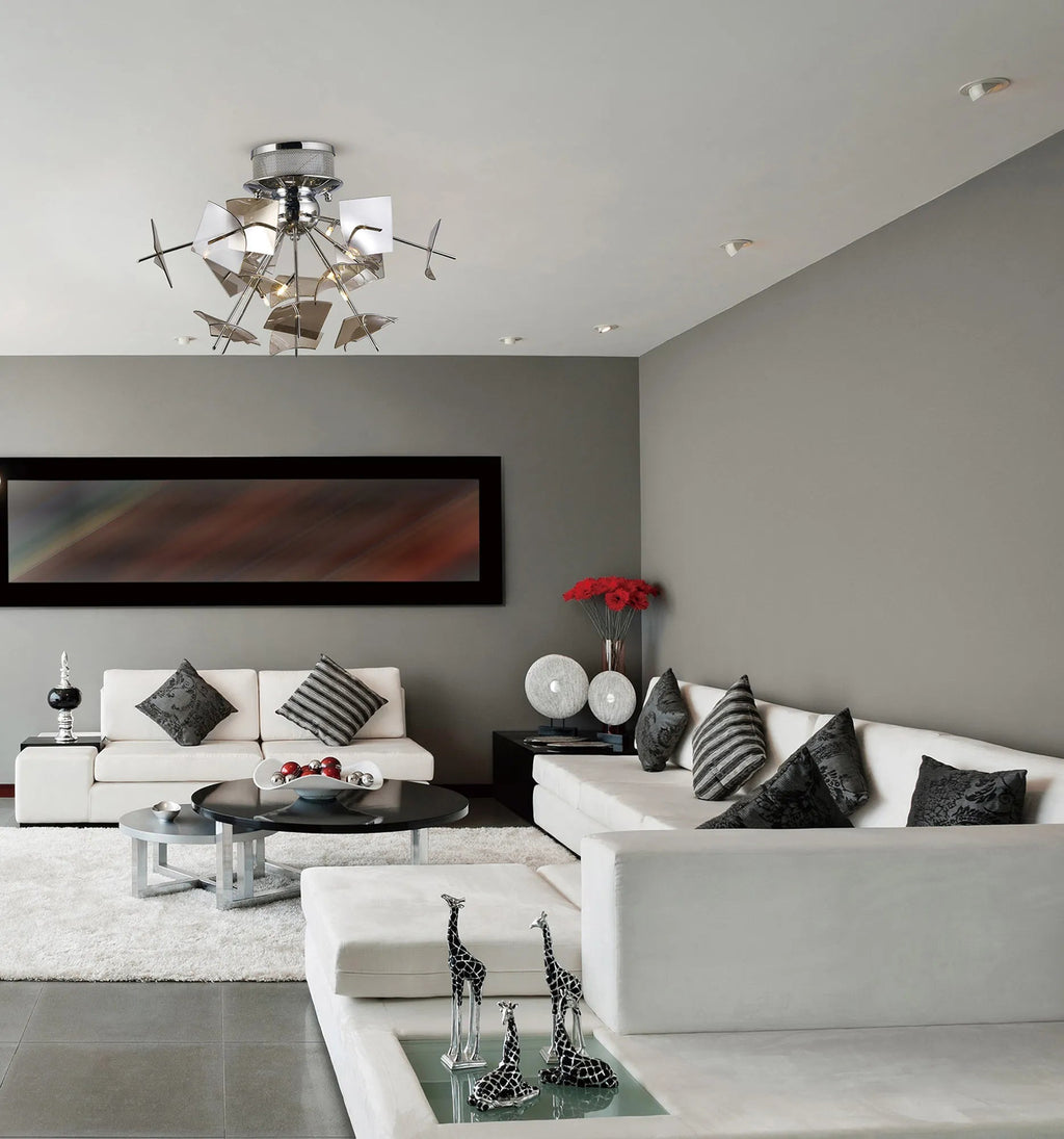 Diyas - Meridan Ceiling 6 Light G4 Polished Chrome/Smoke Glass (Diyas IL31640) - Luminosity Designs Ltd