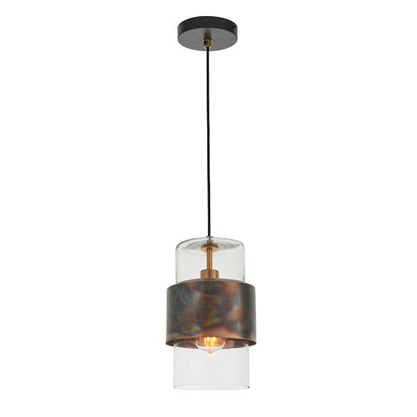 Endon - Metal and Glass Vintage Akari Industrial Style Pendant Light, 1x E27 - Luminosity Designs Ltd