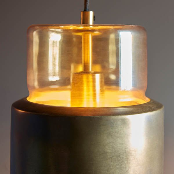 Endon - Metal and Glass Vintage Akari Industrial Style Pendant Light, 1x E27 - Luminosity Designs Ltd