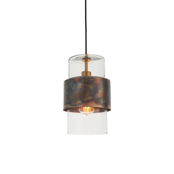 Endon - Metal and Glass Vintage Akari Industrial Style Pendant Light, 1x E27 - Luminosity Designs Ltd