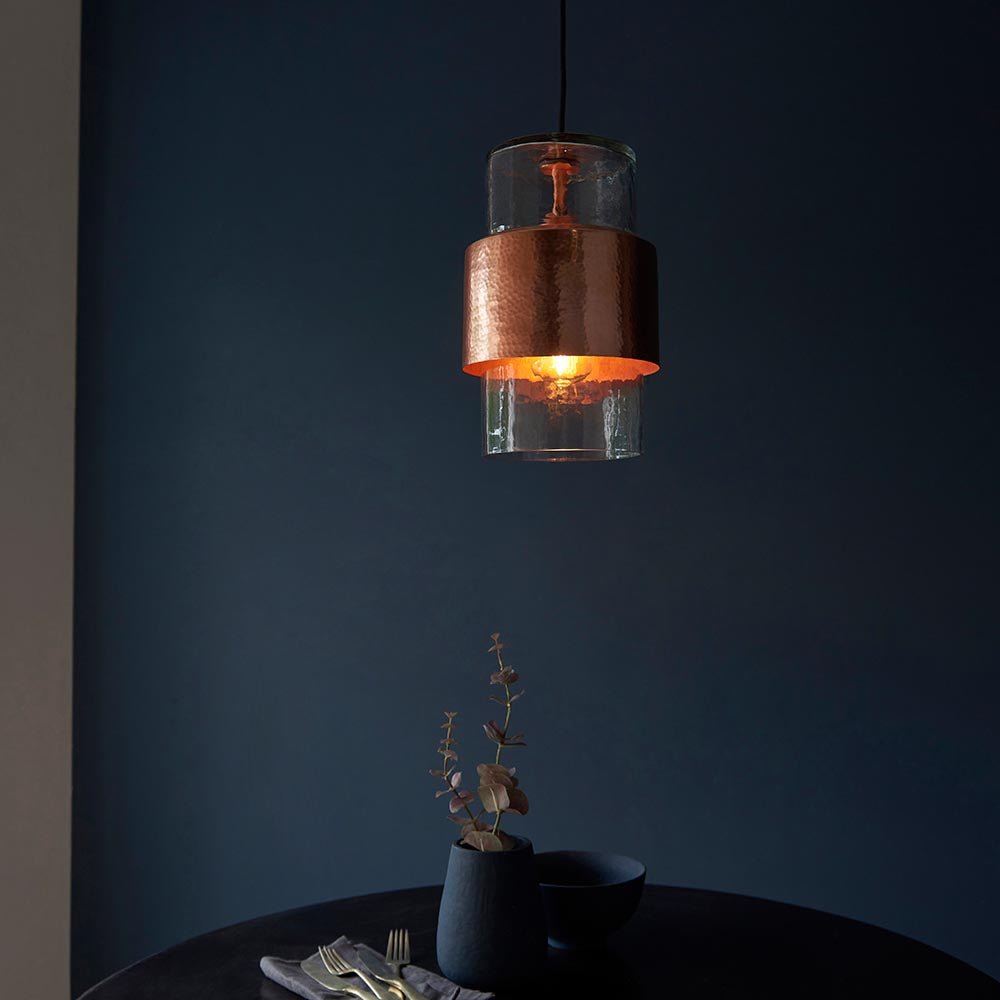 Endon - Metal and Glass Vintage Akari Industrial Style Pendant Light, 1x E27 - Luminosity Designs Ltd