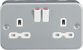 Knightsbridge - Metal Clad 13A 2G DP Switched Socket - Powder-coated Silver/Grey - Luminosity Designs Ltd