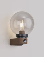 Milo Globe Wall Lamp With PIR Sensor, 1 x E27, IP54, Polycarbonate Construction, Corrosion Resistant
