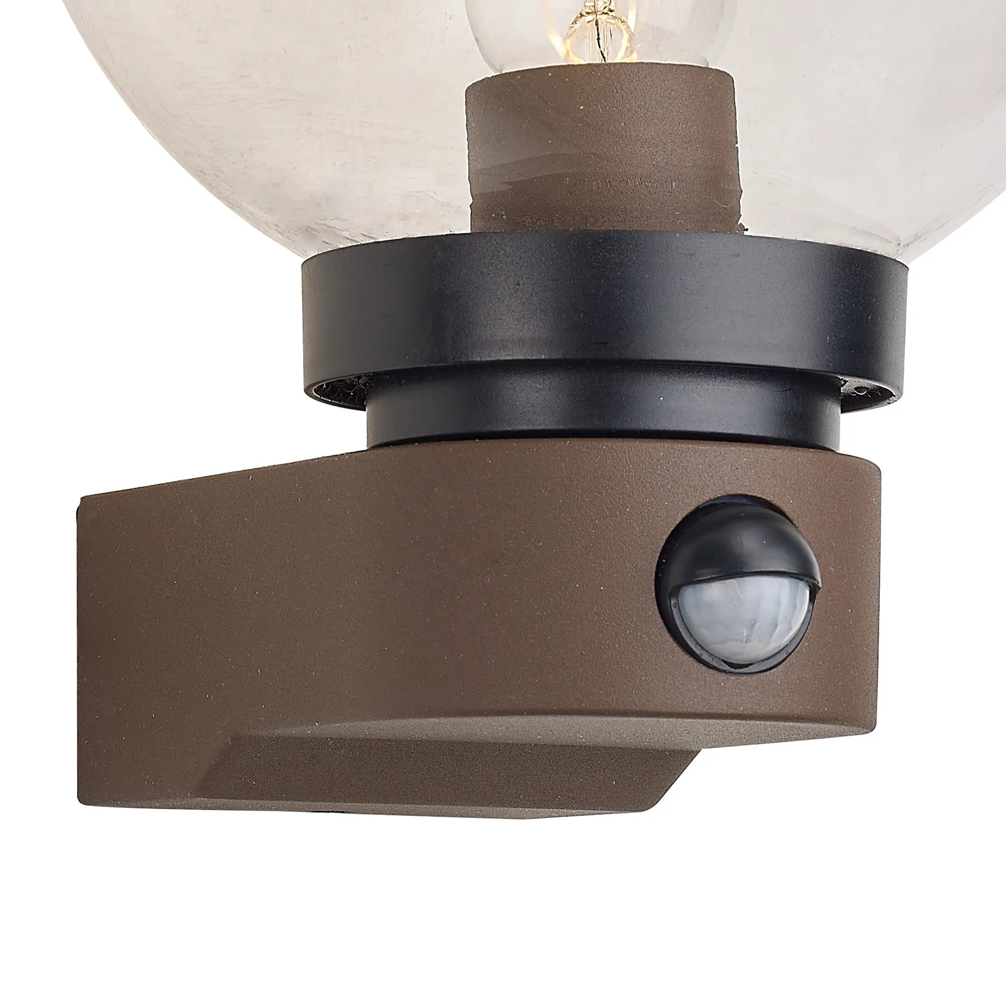 Milo Globe Wall Lamp With PIR Sensor, 1 x E27, IP54, Polycarbonate Construction, Corrosion Resistant
