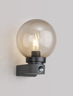 Milo Globe Wall Lamp With PIR Sensor, 1 x E27, IP54, Polycarbonate Construction, Corrosion Resistant