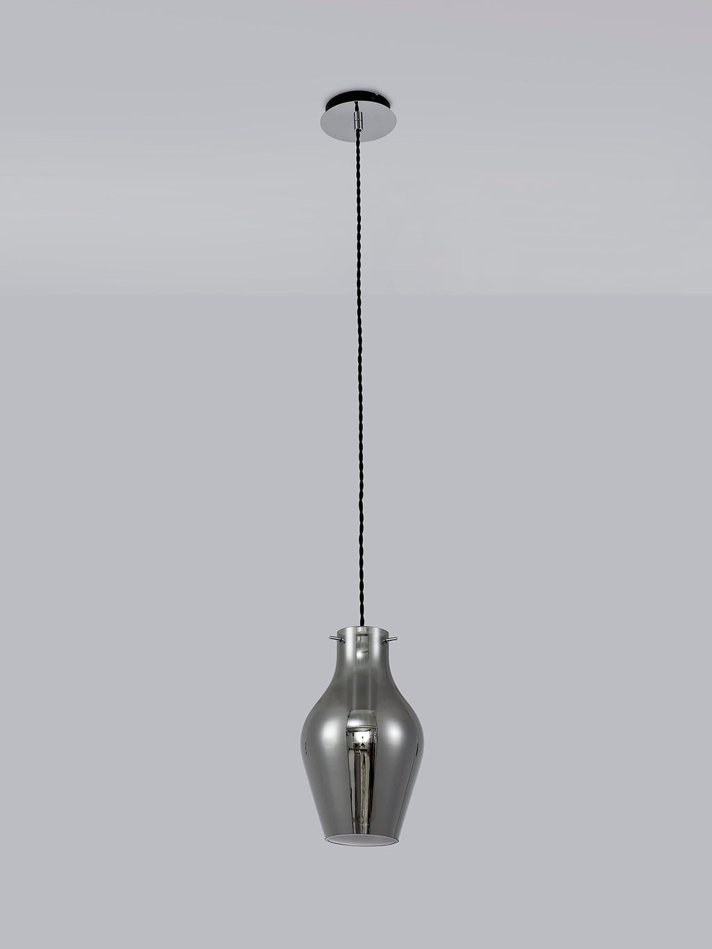 Luminosity Designs Ltd - Minimalist Pendant with Braided Cable, 17cm Round, 1 x E27 - Luminosity Designs Ltd
