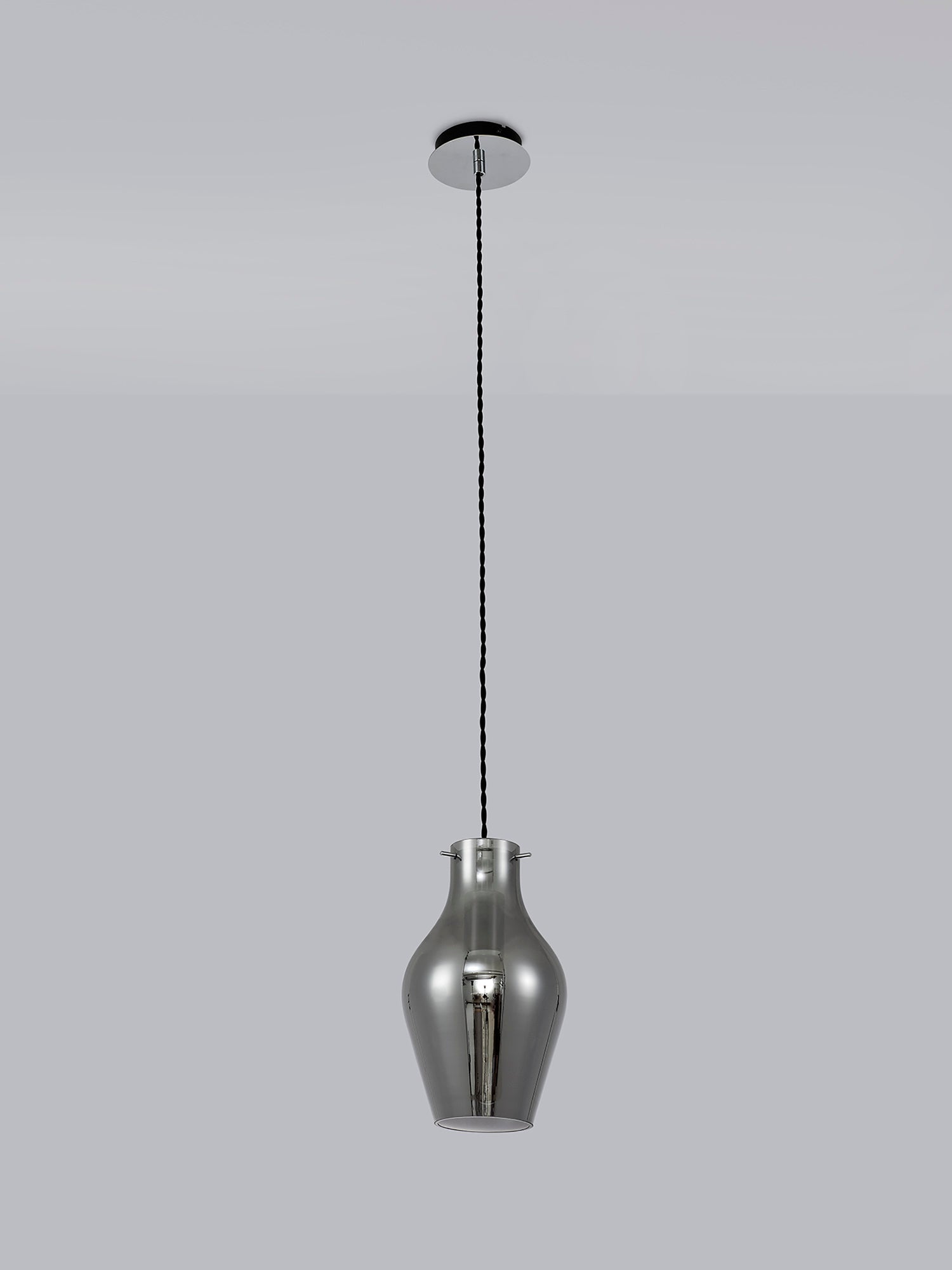 Luminosity Designs Ltd - Minimalist Pendant with Braided Cable, 17cm Round, 1 x E27 - Luminosity Designs Ltd