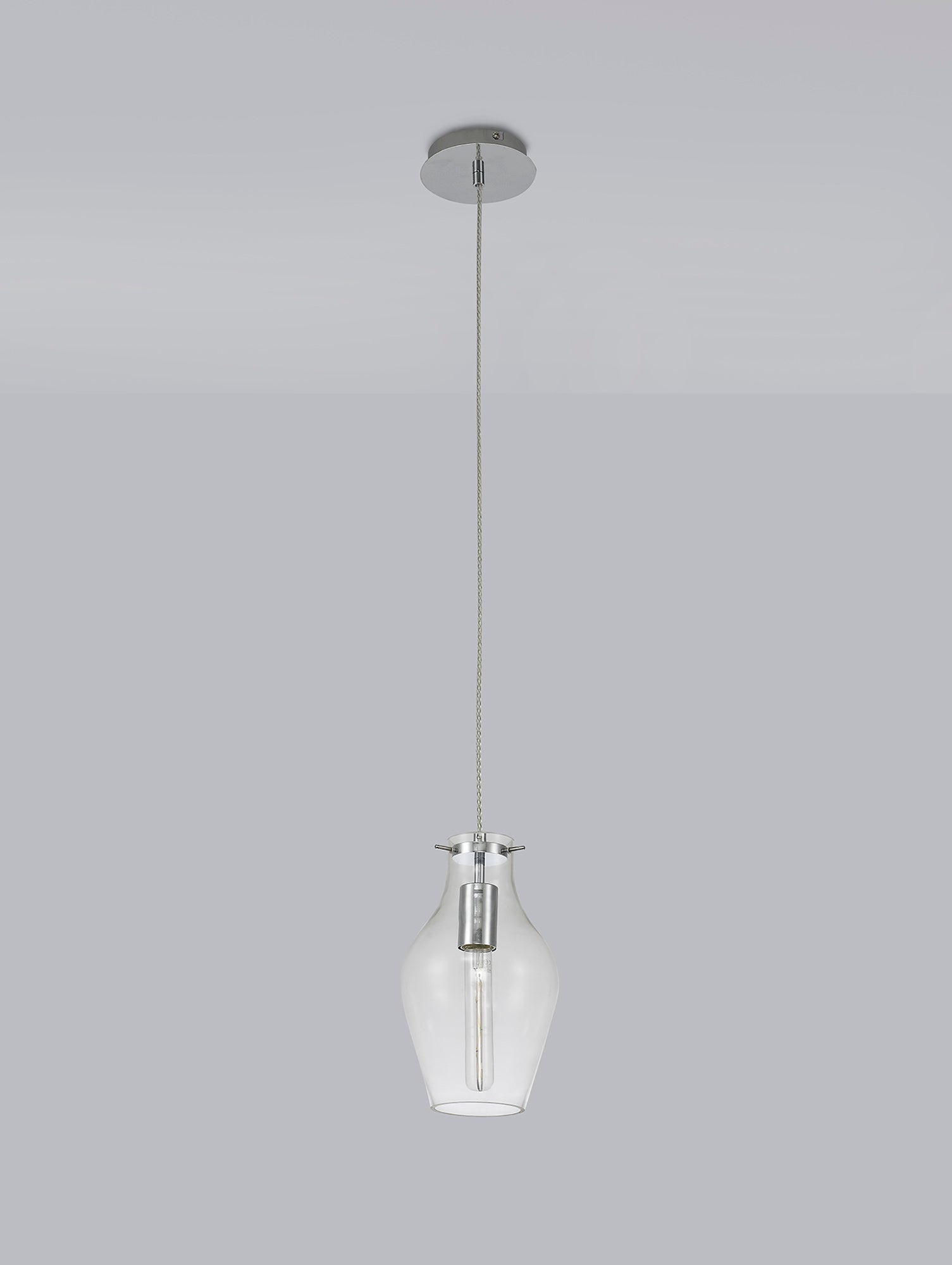 Luminosity Designs Ltd - Minimalist Pendant with Braided Cable, 17cm Round, 1 x E27 - Luminosity Designs Ltd