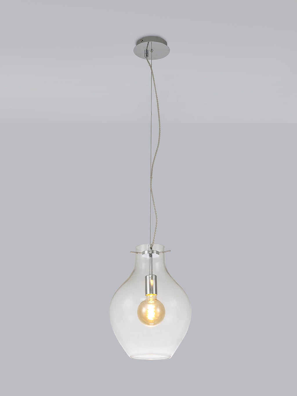Luminosity Designs Ltd - Minimalist Pendant with Braided Cable 28cm Round, 1 x E27 - Luminosity Designs Ltd