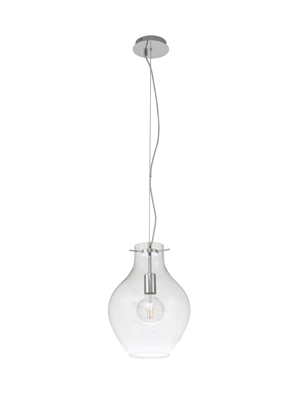 Luminosity Designs Ltd - Minimalist Pendant with Braided Cable 28cm Round, 1 x E27 - Luminosity Designs Ltd