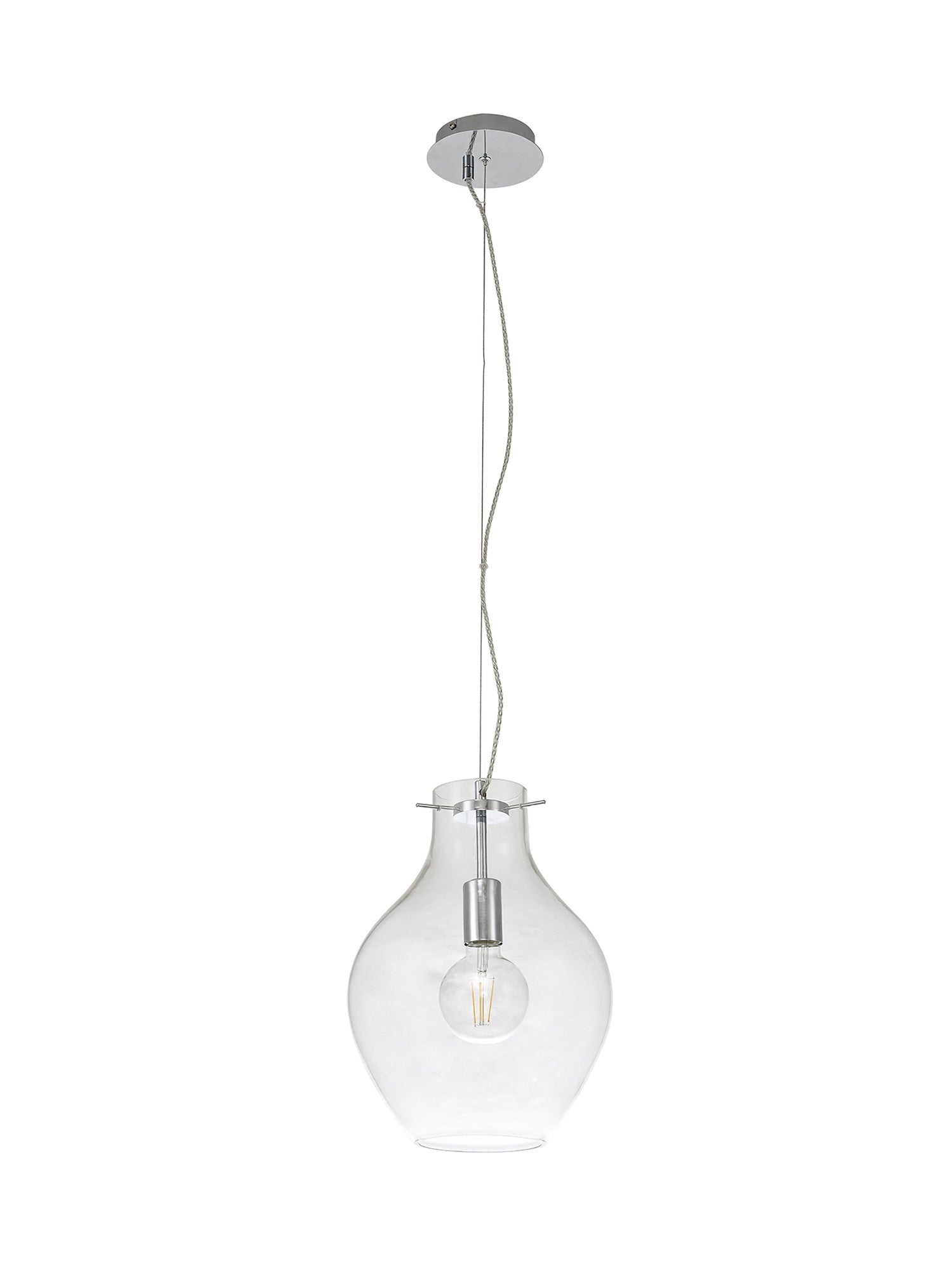 Luminosity Designs Ltd - Minimalist Pendant with Braided Cable 28cm Round, 1 x E27 - Luminosity Designs Ltd