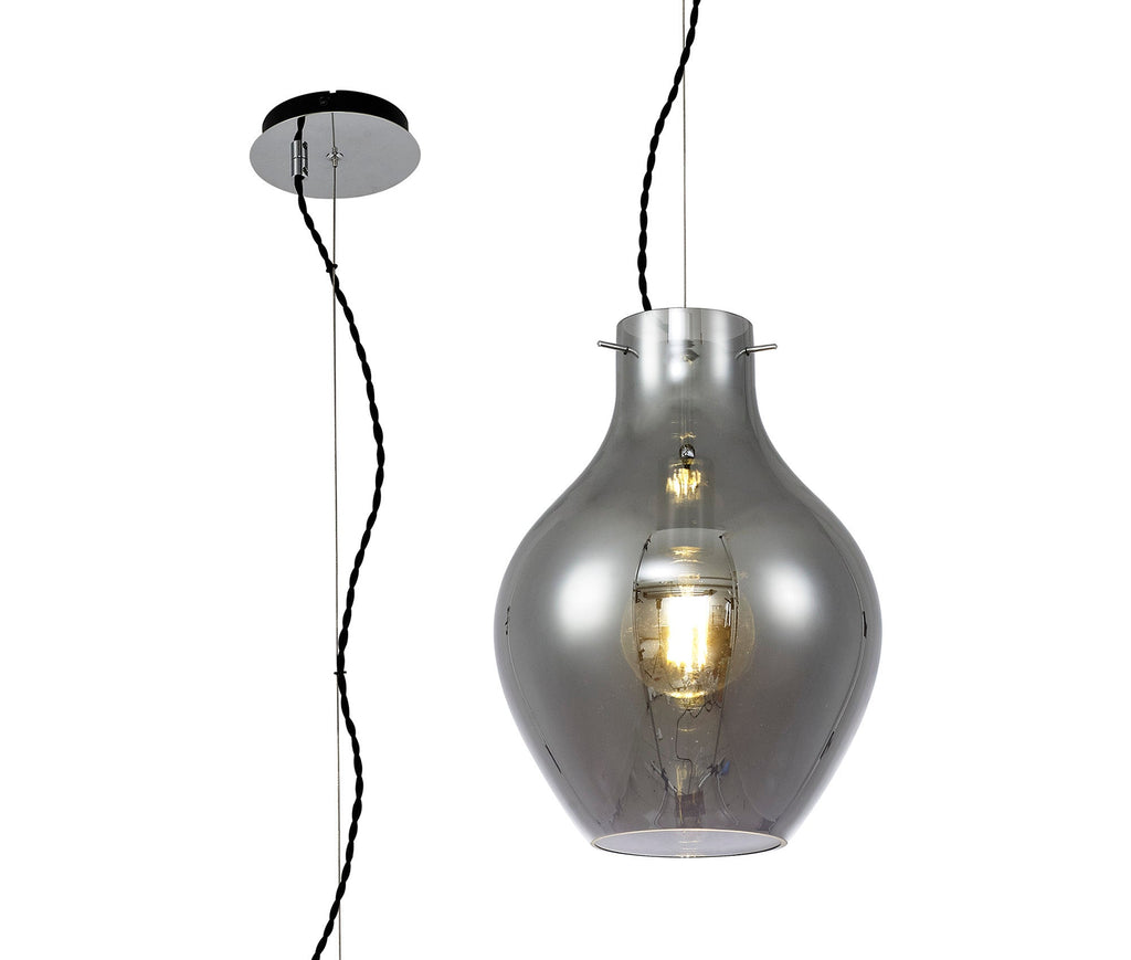 Luminosity Designs Ltd - Minimalist Pendant with Braided Cable 28cm Round, 1 x E27 - Luminosity Designs Ltd