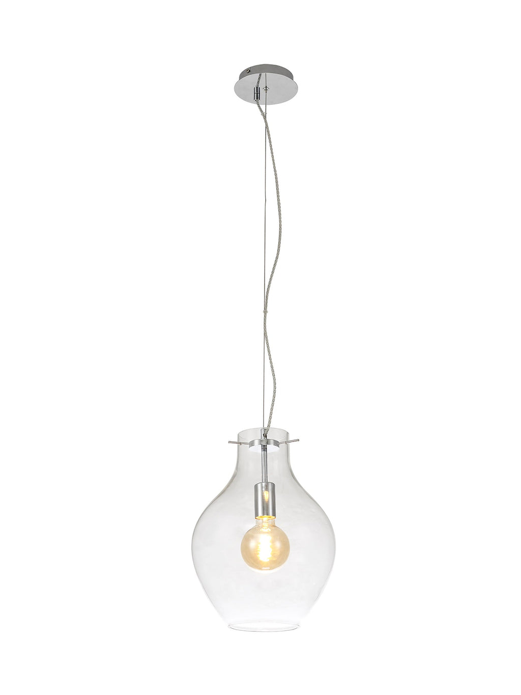 Luminosity Designs Ltd - Minimalist Pendant with Braided Cable 28cm Round, 1 x E27 - Luminosity Designs Ltd