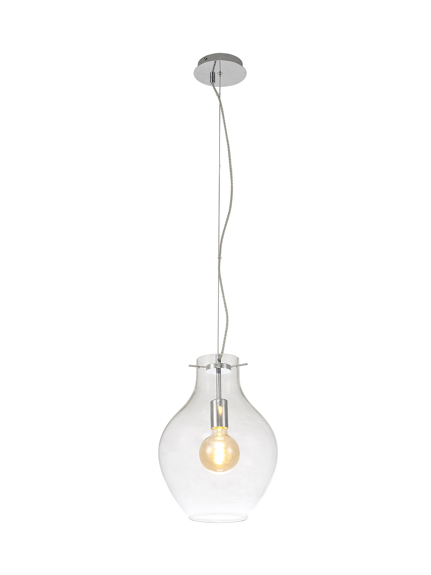 Luminosity Designs Ltd - Minimalist Pendant with Braided Cable 28cm Round, 1 x E27 - Luminosity Designs Ltd